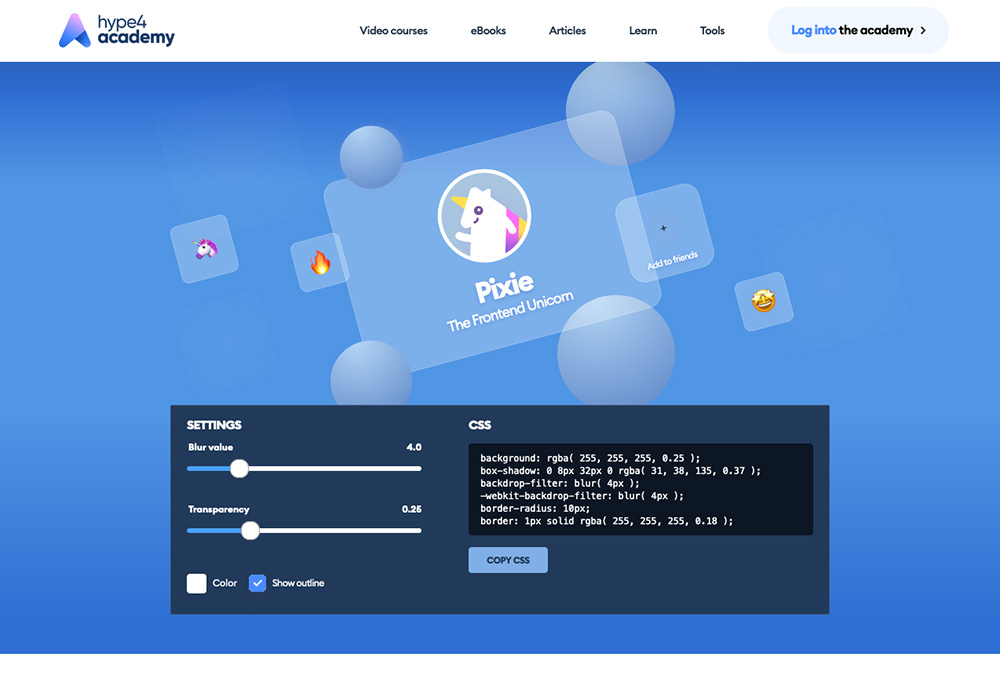 Glassmorphism CSS Generator